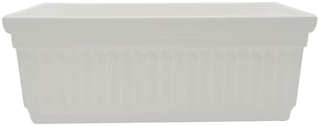The HC Companies Venetian Window Planter Box w/Drain Plug - Long Planter Box for Windowsills, Balconies & More - Plastic Large Rectangular Outdoor Planters for Herbs & Flowers (24" White, Pack of 1) by TheHCCompanies