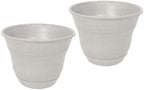 Bernini FirmaStone 15" Self-Watering Planters, Set of 2 – Durable Indoor/Outdoor Pots with Drainage Plug & Built-in Reservoir – Lightweight Garden Planters for Patio, Porch, Balcony by BerniniFountains