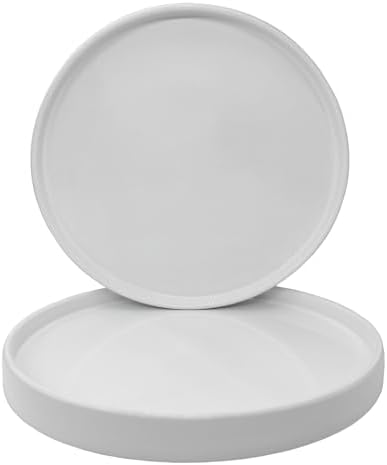 Yukfona Ceramic Plant Saucer Tray 2 Pcs 8 Inch White, 8.5"OD x8.15"ID x1"Deep Fits flower pots Bottom≤ 8.2", Heavy Duty Glazed Round Planter Drip with Catch Basin for Indoor Outdoor Plants(8.5" White) by YUKFONA