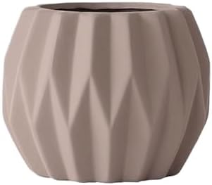Planter Mocha Colour Terra Cotta Plant Pot Round Geometric Textures Flower with Drainage Holes Planter, for Room Balcony Garden Office (2 Sizes) Garden(Small) by Unknown