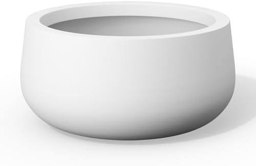 Kante White Concrete Planter 20" Dia All-Weather Round Large Pot by Unknown