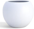 DTY Premium Mt Sherman Fiberstone Sphere Planter for Indoor Outdoor Use, Round Pot for Olive Tree, Lightweight, Smooth Finishes. 2 Extra Coco Mats. White, Large 21.1'' D x 16.7'' H. 14.6” Pot Opening by DTY
