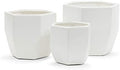 WGV Geometric Ceramic Vase, 4.2"x4.2"H, 5.5"x5"H, 6.3"x6"H, Matte White Hex Flower Pot, Folded Trendy Planter for Wedding Event Office Home Decor, Set of 3 Vases by WGVInternational-OpusGlassware