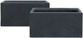 Kante 31.5" and 23.6" L Rectangular Concrete Planters (Set of 2), Outdoor Indoor Modern Plant Pot with Drainage Hole and Rubber Plug for Garden, Patio, Charcoal Finish by Unknown