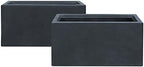 Kante 31.5" and 23.6" L Rectangular Concrete Planters (Set of 2), Outdoor Indoor Modern Plant Pot with Drainage Hole and Rubber Plug for Garden, Patio, Charcoal Finish by Unknown