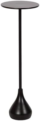 Kate and Laurel Hersi Decorative Modern Pedestal Drink Table; 7 x 7 x 20; Black; Cast Aluminum Mini Table with Teardrop Base for Use as Small Plant Stand or Living Room Martini Table by KateandLaurel