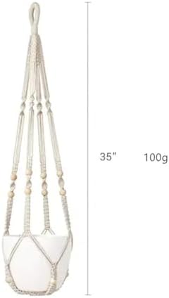 Macrame Plant Hanger 2pcs Handmade Macrame Plant Hanger Flower Pot Cotton Rope Indoor Hanging Planter Basket with Wood Beads Decorative - Image 5
