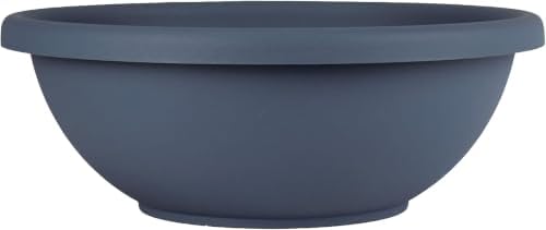 The HC Companies 20 Inch Large Garden Bowl Planter - Shallow Plant Pot with Drainage Plug for Indoor Outdoor Flowers, Herbs, Slate Blue (Pack of 5) by TheHCCompanies