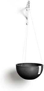 Ecopots Hanging Brussels Round Planter, Dark Grey, 13" by ECOPOTS