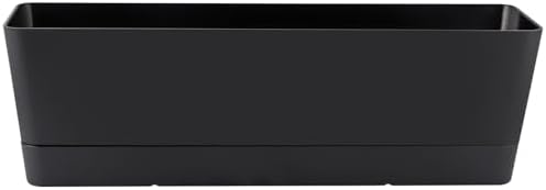 Skelang 3 Pcs Rectangular Plant Pot, 16.7" Flower Planter Box with Drainage Hole, Windowsill Container with Tray for Succulents, Cacti, Herbs, Black - Image 2