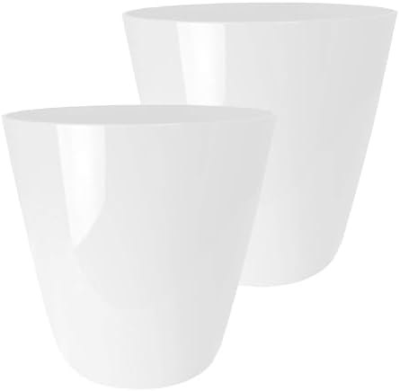 The HC Companies Aria Round Self-Watering Pot - Lightweight Plastic Planter for Herbs & More - Durable Plant Pots for Indoor Plants & Outdoor Plants (10" Glossy White, Pack of 2) by TheHCCompanies
