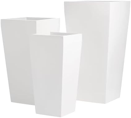 Edinburgh Tall Square Fiberglass Planter (L:13" x W:13" x H:26", Matte White) - Image 4