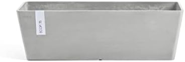 Ecopots Bruges Rectangular Flower Planter, White Grey, 21.5" by ECOPOTS