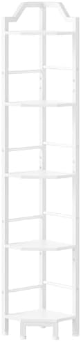 HOOBRO Narrow Corner Shelf Stand, 5-Tier Corner Shelf, 63” Tall Multipurpose Corner Bookshelf, Standing Display Shelf Plant Stand, for Living Room, Study, Kitchen, White WW100CJ01 by HOOBRO