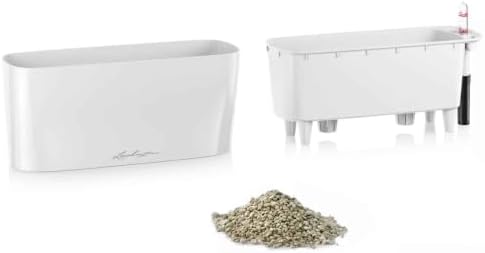 Lechuza Delta 20 Cream White High Gloss, Self-Watering Planter Indoor, H7.1 L15.7 W5.9 in - Image 3