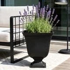 Resin Planter Urn, Black Square Planter,Easy Knock-Out Drainage Holes - Image 2