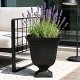 Resin Planter Urn, Black Square Planter,Easy Knock-Out Drainage Holes - Image 2