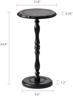 Drink Table, Small Side Table for Small Spaces, Round Solid Wood Modern Accent Nightstand for Living Room, Bedroom, Corners and Office, Black - Image 3