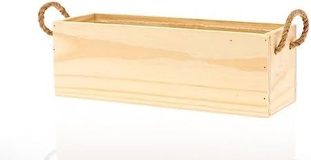 Wooden Planter Box with Handle, Rose Wood, Plastic Liner l Garden Decor l Restaurant and Wedding Decorations l Wedding Bouquets, Table Centerpiece, 12 x 4 Inches, (12x4 w Handle Set of 4, Rose Wood) - Image 2