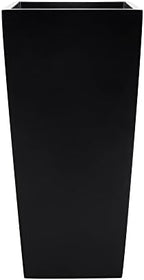 Windsor Tall Square Fiberglass Planter, Black, 13 Inch - Image 2