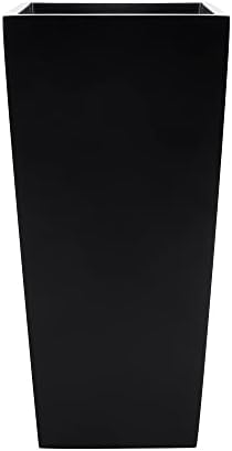 Edinburgh Tall Square Fiberglass Planter (L:15" x W:15" x H:30", Matte Black) - Image 2