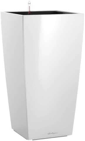 Lechuza CUBICO 30 Cream White High Gloss, Self-Watering Tall Planter, H22 L11.8 W11.8 in by LECHUZA