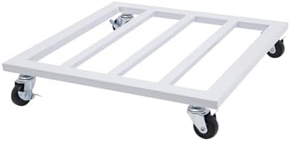 Plant Caddy with Wheels, 16 Inch Plant Stand Metal Square Plant Dolly with Lockable Caster Wheels for Indoor Outdoor Holds up 150 Lbs Flower Pot (White) by Offabing