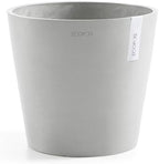 Ecopots Amsterdam Round Flower Planter, White Grey, 12" by ECOPOTS