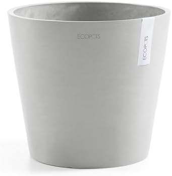 Ecopots Amsterdam Round Flower Planter, White Grey, 12" by ECOPOTS