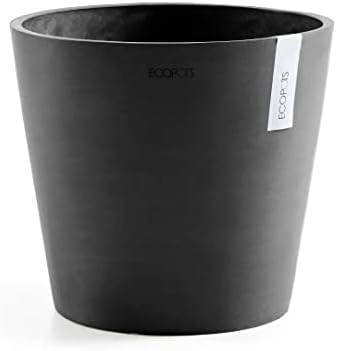 Ecopots Amsterdam Round Flower Planter, Dark Grey, 16" by ECOPOTS