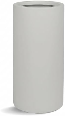 KUTE NEST 19.5" H x 9.8" D Premium Tubo Fiberstone Planter - Light French Gray by KuteNest