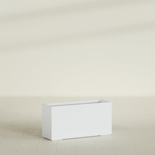 Greenline Leo Tall Rectangular Fiberglass Planter, Outdoor Planter Box - Image 3