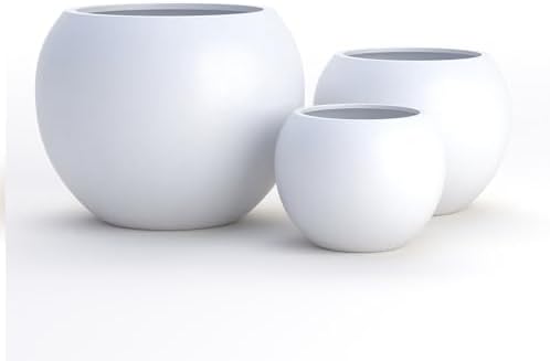 DTY Fiberstone Sphere Planter for Olive Trees, Globe Round Pot for Indoor Outdoor Use, Lightweight with Drainage Hole, 2 Coco Mats Included, White, Small 12.6" D x 10" H - Image 2