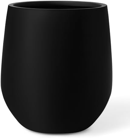 KUTE NEST 11.4" Premium Corso Fiberstone Outdoor Planter - Black by KuteNest
