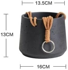 Plant pots Hanging Planters Hanging Baskets Flower Pots with Drainage Holes Rope Ceramic Hanging Stand Flower Plant Pots for Home Decor Hanging pots (Color : White, Size : 16cm) - Image 2