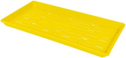 SUNPACK 10" x 20" Heavy Duty Shallow Plastic Seed Starting Tray, Yellow, 1" (Pack of 30) - Lined with Drainage Holes for Excess Water and Aeration, Ideal for Greenhouses or Indoor Gardening - Image 2