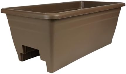 The HC Companies 24 Inch Deck Rail Planter Box with Drainage Plug, Lightweight UV-Resistant Plastic Outdoor Planters for Wood Deck Rail, Flower Box for Garden, Patio, Balcony, and Fence, Chocolate by TheHCCompanies