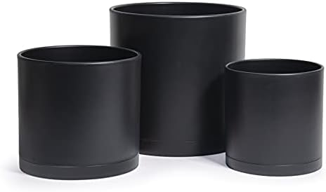 D'vine Dev 3-Pack Plastic Pots & Saucers, 6.5/8/10 in, Black, 74-V-B-4 by DvineDevPlanterPotsandStand