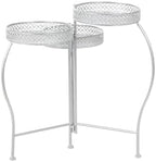 Deco 79 Metal Indoor Outdoor Plantstand Curved Folding 3 Tier Plant Shelf with Floral and Scroll Patterns, Plant Stand 17" x 17" x 20", Silver - Image 6