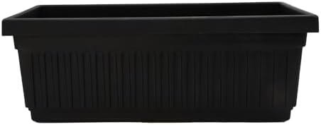 The HC Companies Venetian Window Planter Box w/Drain Plug - Long Planter Box for Windowsills, Balconies & More - Plastic Large Rectangular Outdoor Planters for Herbs & Flowers (24" Black, Pack of 1) by TheHCCompanies