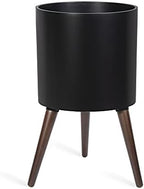 D'vine Dev 12 Inch Planter Pot with Wood Stand, Black, 88-O-C-2 by DvineDevPlanterPotsandStand