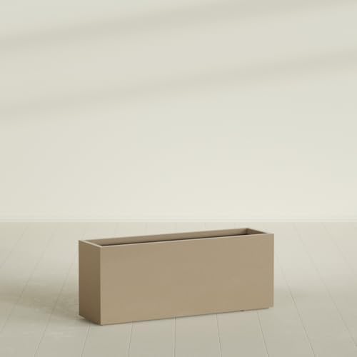 Greenline Leo Tall Rectangular Fiberglass Planter, Outdoor Planter Box - Image 3