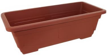 18" Inch Terracotta Style Window Box Plastic Planter - Rectangular Large Flower Boxes for Outdoor Plants, Lightweight Clay-Look, Indoor Herb Gardens & Willow Sills, Durable, Patio, Garde (6) - Image 3