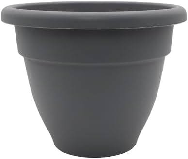 The HC Companies Caribbean Planter Pot - Outdoor & Indoor Plant Pot with Drainage Hole & Plug - Rolled Rim Plastic Pots for Plants & Flowers - Decorative Plant Pot (20" Warm Gray, Pack of 1) by TheHCCompanies
