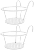 Milisten 2Pcs Railing Hanging Planter Holder White Iron Flower Pot Basket by Milisten