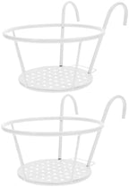 Milisten 2Pcs Railing Hanging Planter Holder White Iron Flower Pot Basket by Milisten