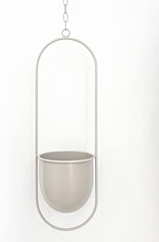 RISEON Boho Beige Metal Plant Hanger,Metal Wall and Ceiling Hanging Planter, Modern Planter, Mid Century Flower Pot Plant Holder, Minimalist Planter for Indoor Outdoor Home Decor - Image 3