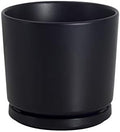 Ekirlin 7 inch Plant Pots,Ceramic Flower Planters Indoor,Modern Succulents Containers with Drain Hole Saucer,Decorate Home,Office & Outdoor (Black) by Ekirlin