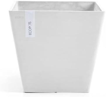 Ecopots Rotterdam Square Flower Planter, Pure White, 12" by ECOPOTS