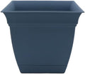 The HC Companies Eclipse Square Plastic Planter w/ Attached Saucer - Outdoor & Indoor Plant Pot with Drainage Holes - Lightweight, UV-Resistant Plastic Pots For Plants (8" Slate Blue, Pack of 1) by TheHCCompanies